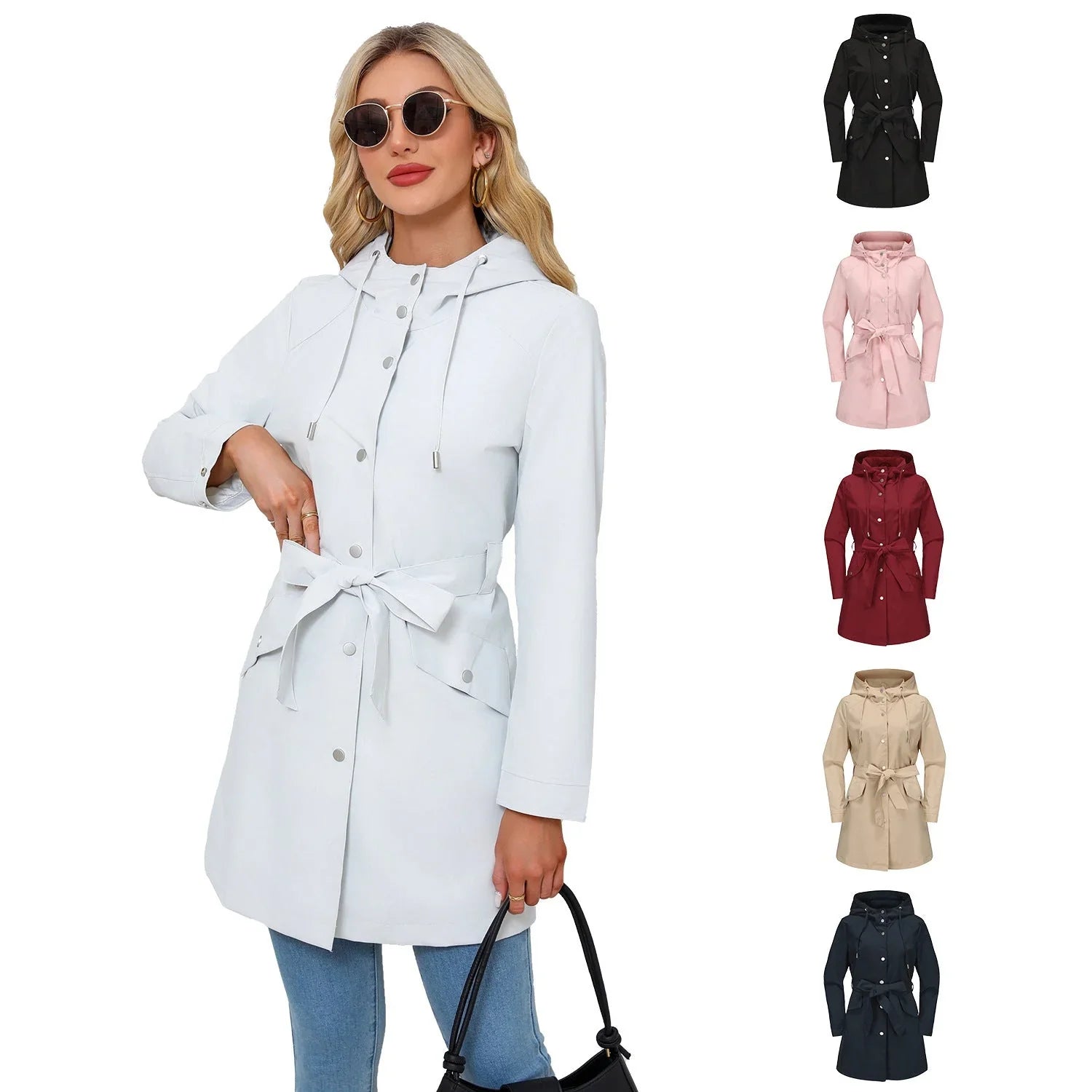 Spring And Autumn New Hooded Waterproof Coat Containing Belt Thin - VAleG