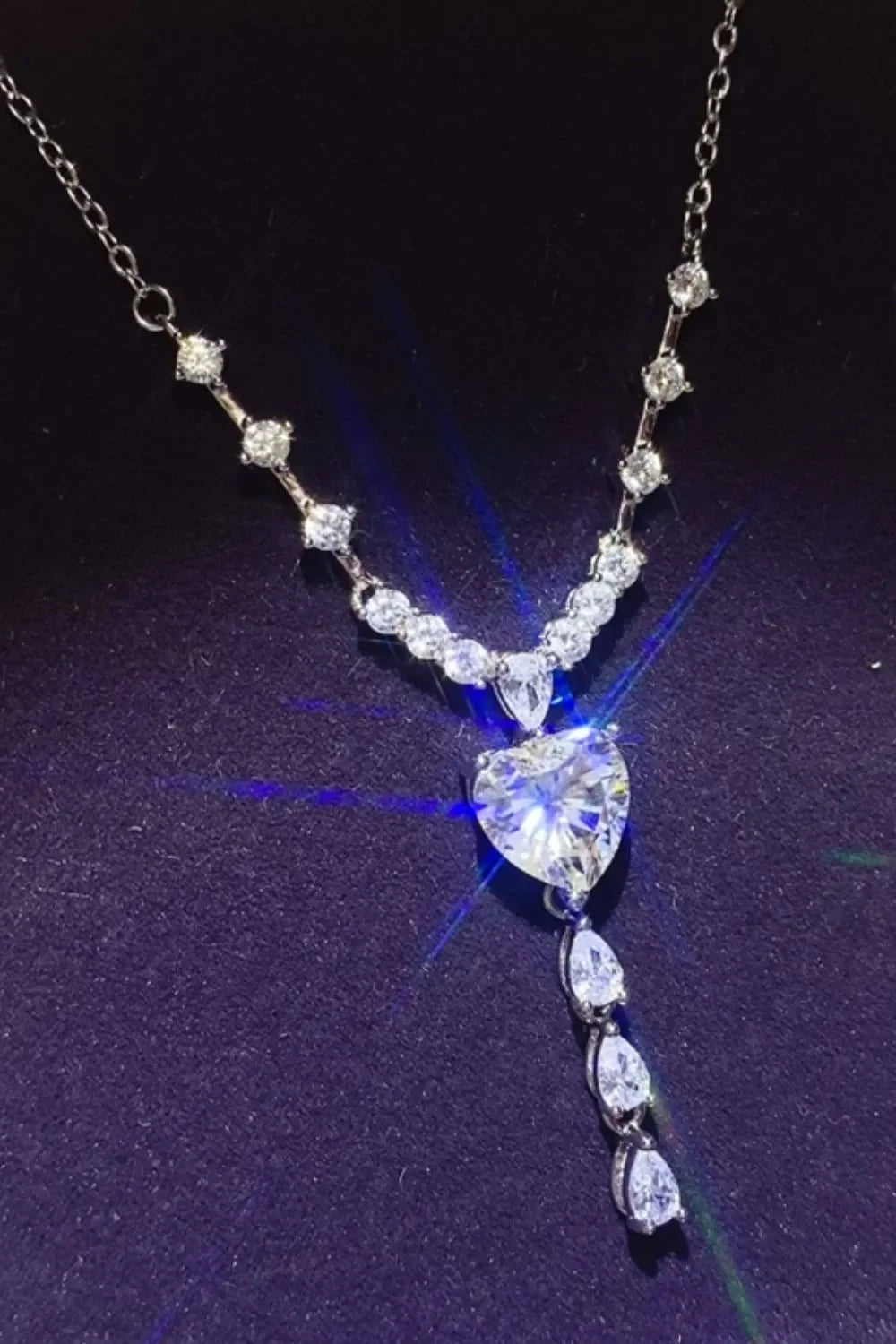 3 Carat Moissanite 925 Sterling Silver Drop Necklace - VAleG