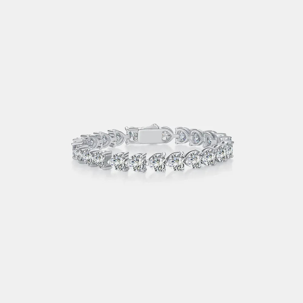 24 Carat Moissanite 925 Sterling Silver Heart Bracelet - VAleG