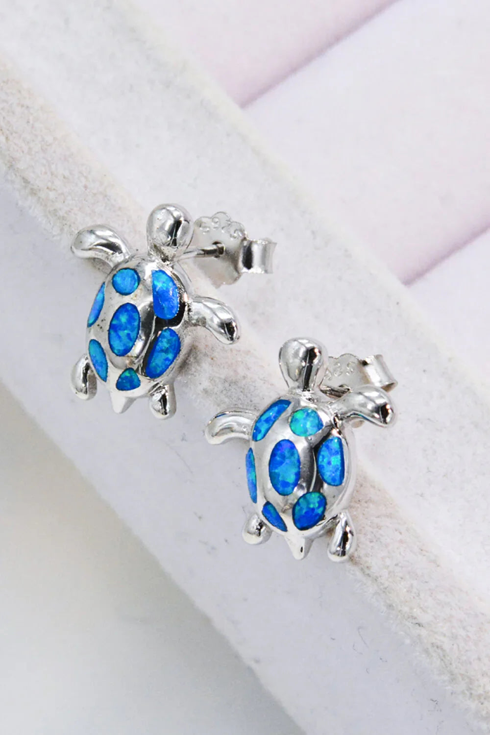 Opal Turtle Platinum-Plated Stud Earrings - VAleG