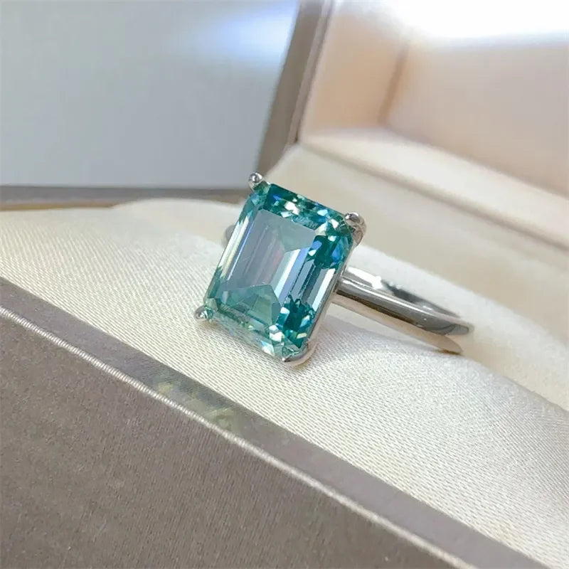 2 Carat 925 Sterling Silver Rectangle Shape Moissanite Ring - VAleG