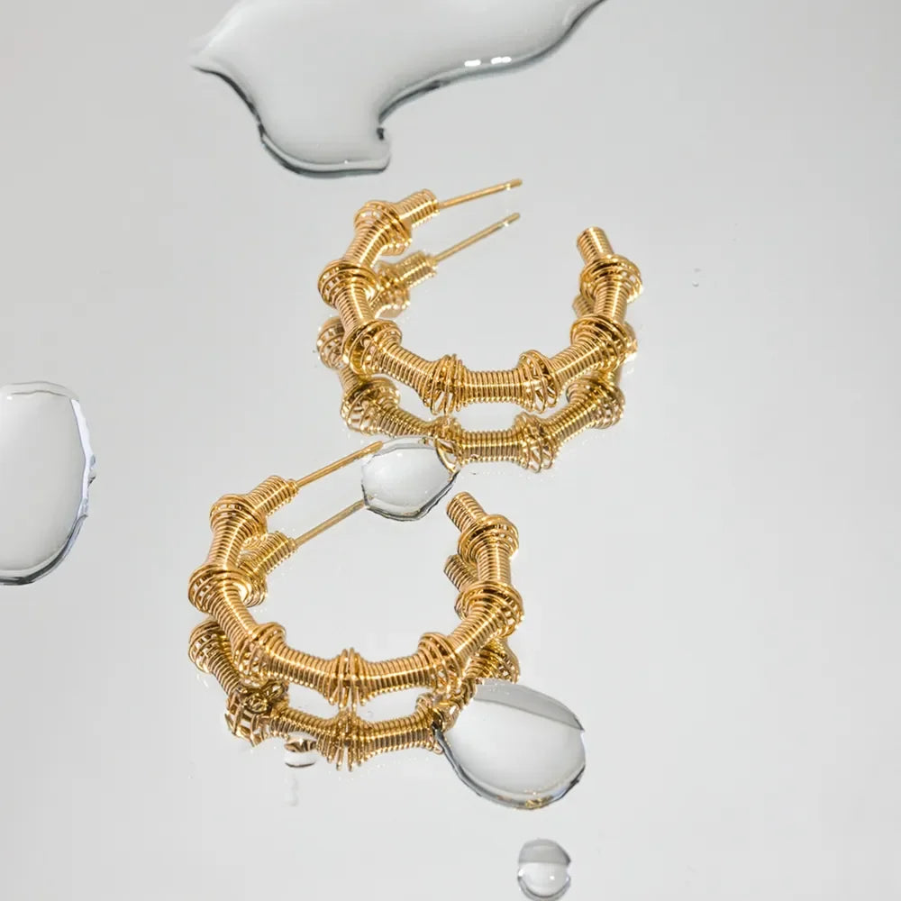 18K Gold-Plated Stainless Steel C-Hoop Earrings - VAleG