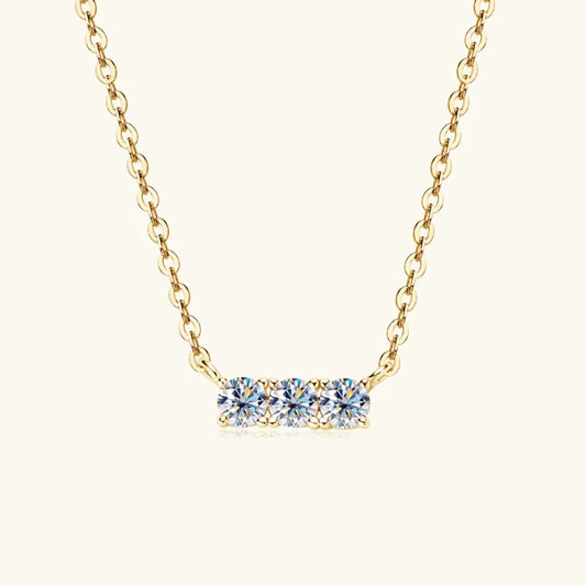 925 Sterling Silver Inlaid Moissanite Bar Necklace - VAleG