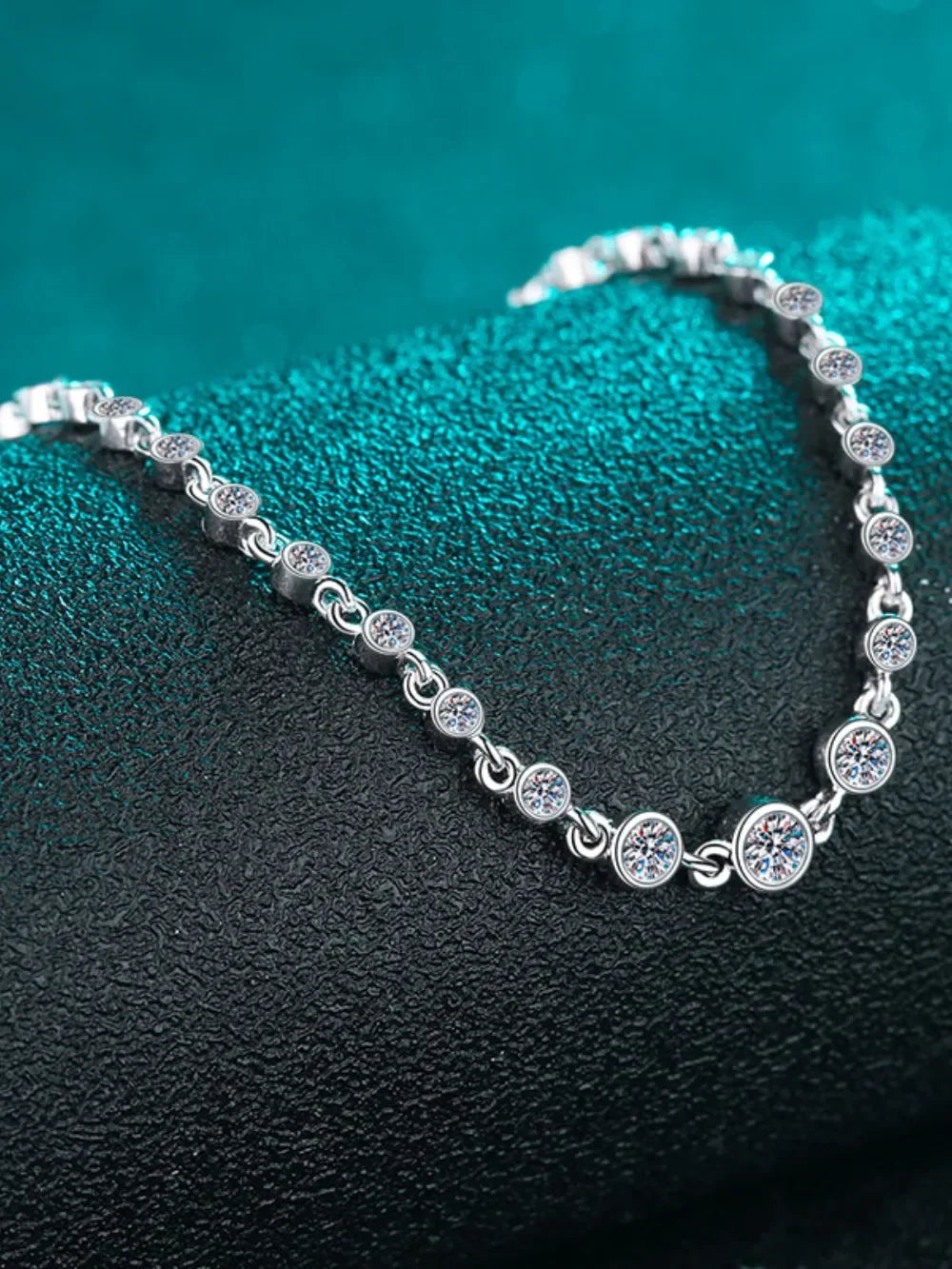 925 Sterling Silver Inlaid Moissanite Bracelet - VAleG