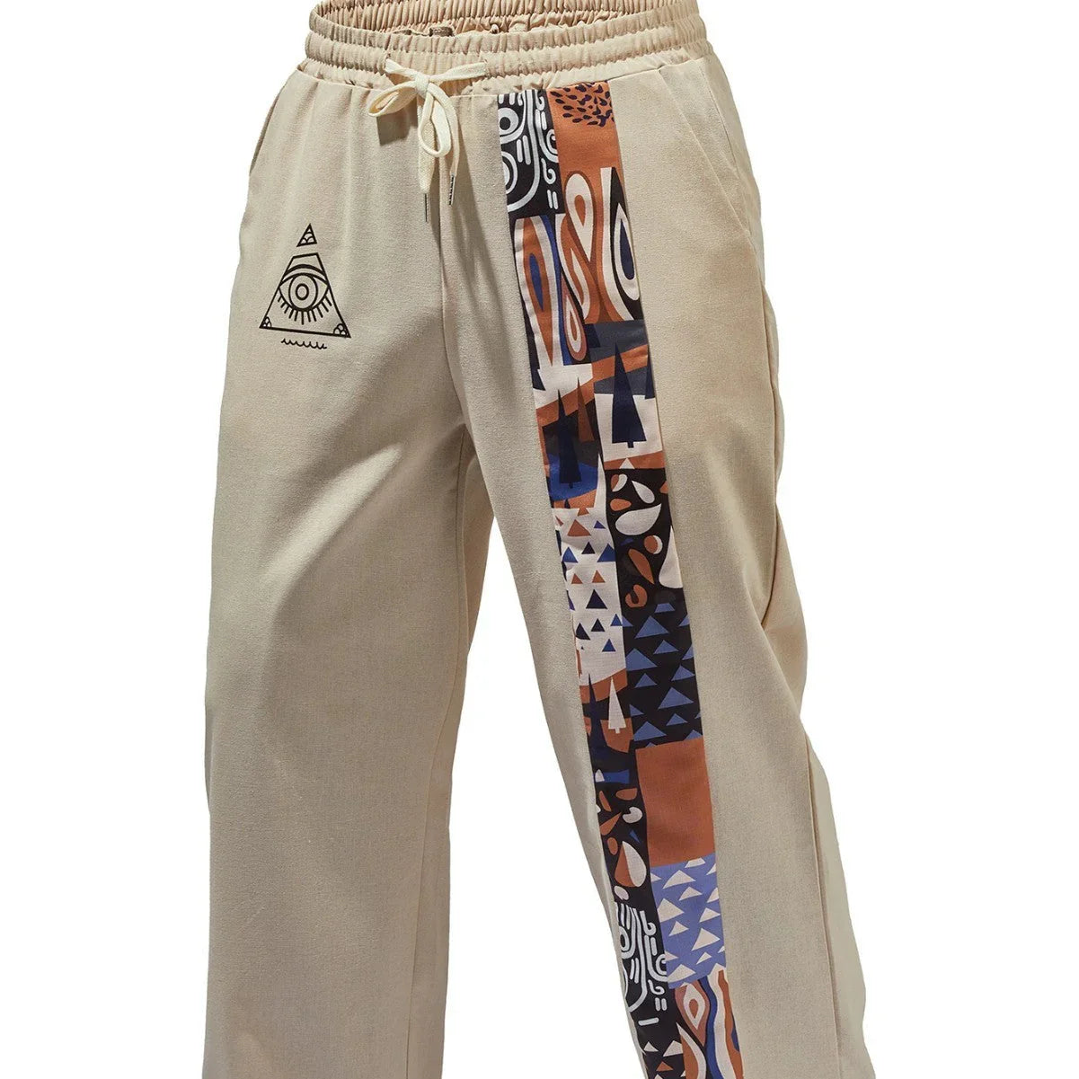 Retro Printed Loose Casual Straight Trousers - VAleG