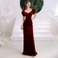 Wine Red Fishtail Evening Dress Woman - VAleG