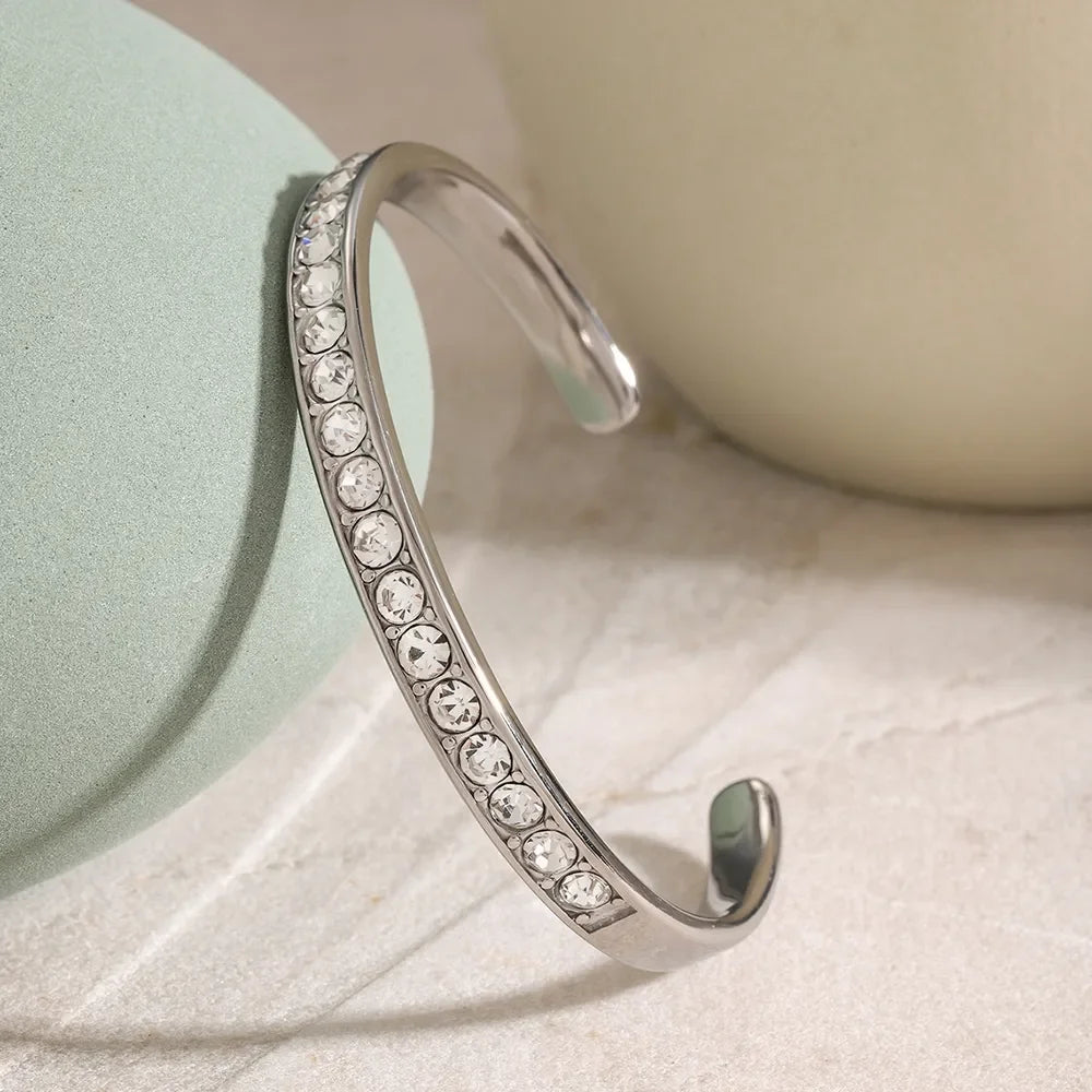Stainless Steel Inlaid Zircon Bracelet - VAleG