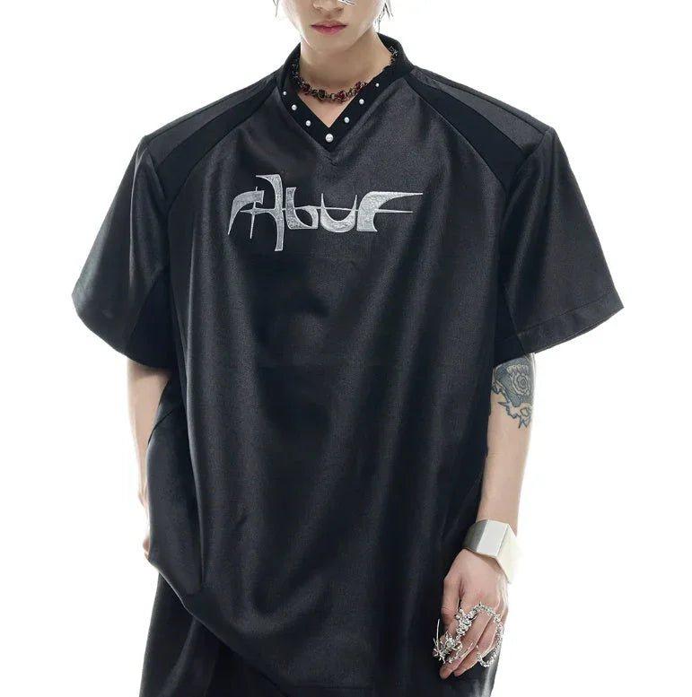 Niche Streamer Texture Deconstruction Split Stitching Short Sleeve - VAleG