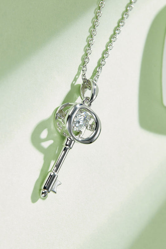 Adored Moissanite Key Pendant Necklace - VAleG