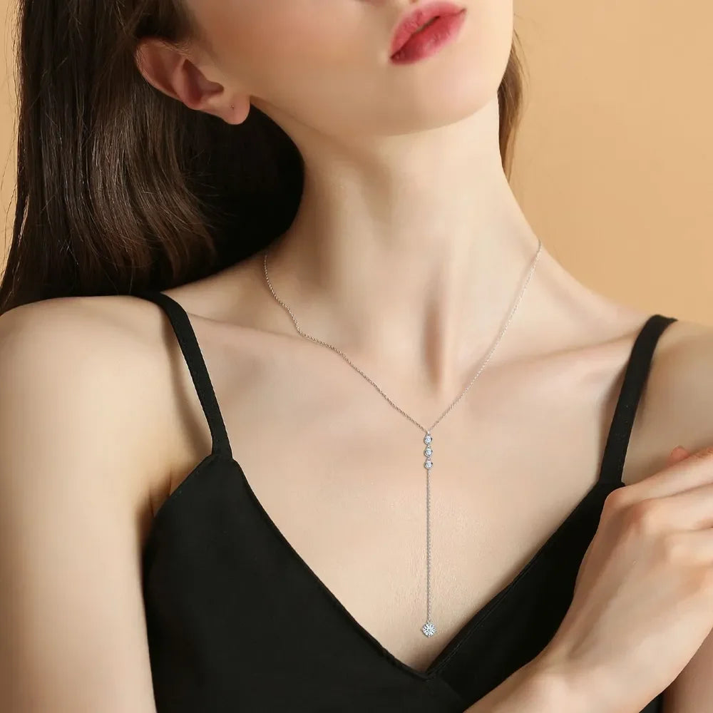 1.3 Carat Moissanite 925 Sterling Silver Drop Necklace - VAleG
