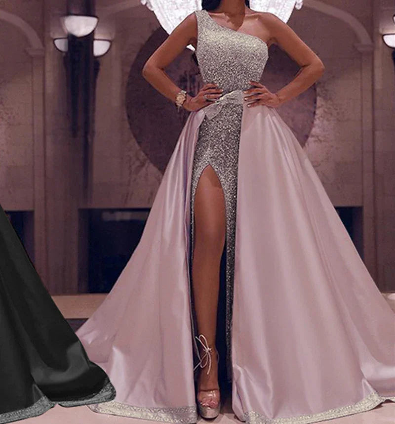 New One-Shoulder Mopping Evening Dress - VAleG