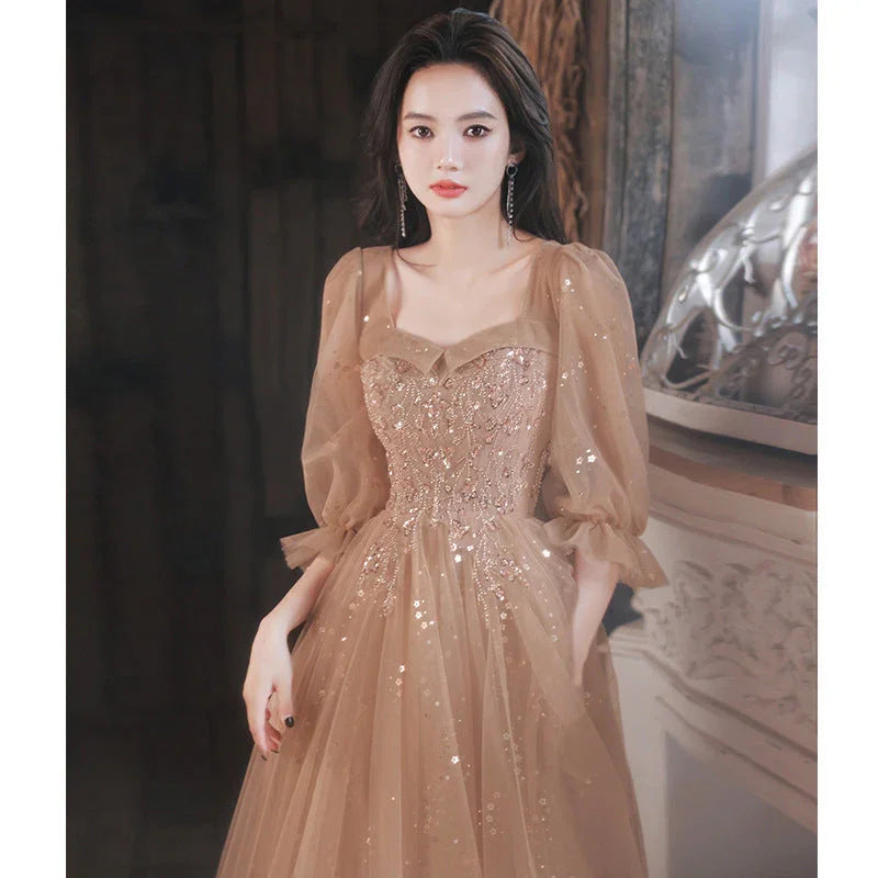 Evening Dress Host Banquet Maid Of Honor Long Sleeves - VAleG