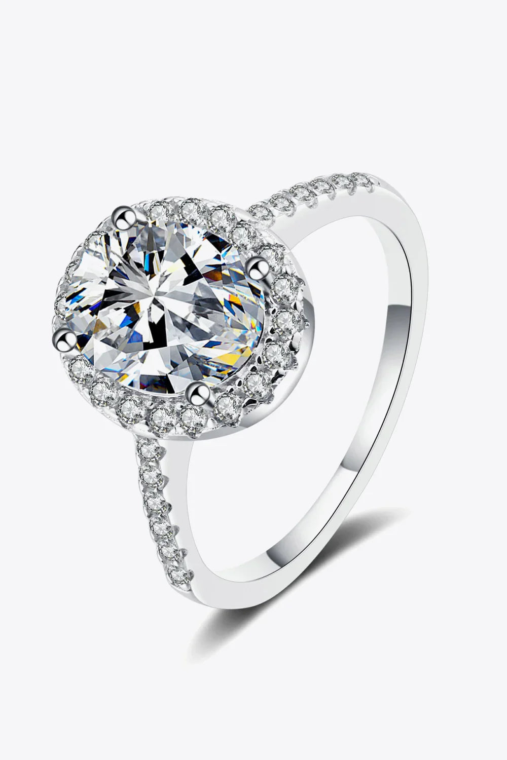 2 Carat Moissanite 925 Sterling Silver Halo Ring - VAleG