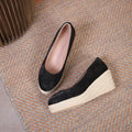 Wedge Thick Bottom Shallow Mouth Comfortable Rope Bottom High Heel Pumps - VAleG