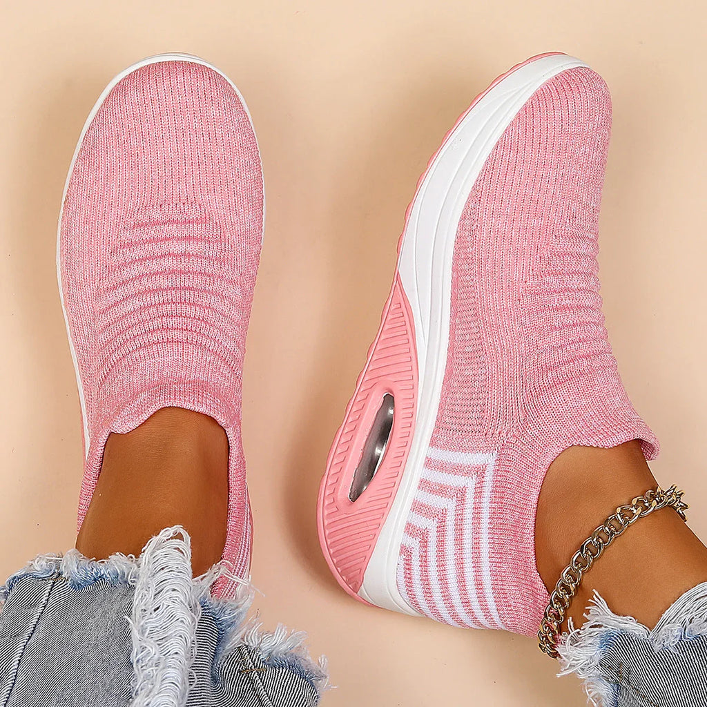 Plus Size Sports Women's Shoes Breathable Fly-knit Socks Shoes Slip-on Lazy Shoes - VAleG