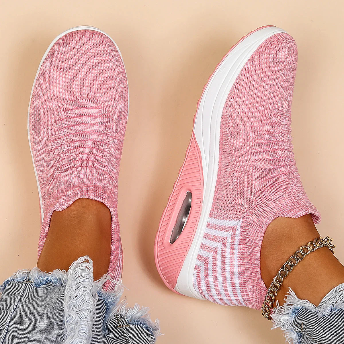 Plus Size Sports Women's Shoes Breathable Fly-knit Socks Shoes Slip-on Lazy Shoes - VAleG