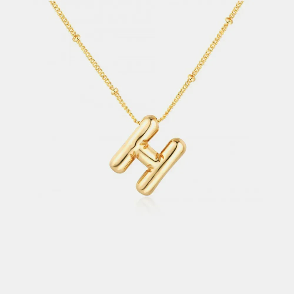 Gold-Plated Bubble Initial Necklace - VAleG