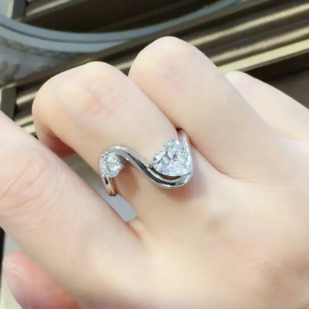1.3 Carat Moissanite 925 Sterling Silver Irregular Shape Ring - VAleG