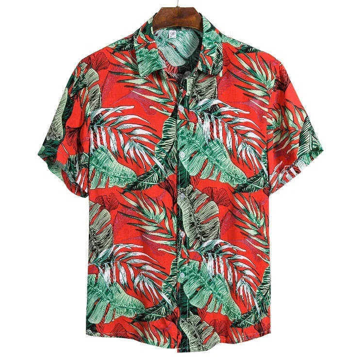 Printed Casual Men's Short-sleeved Shirt Lapel - VAleG