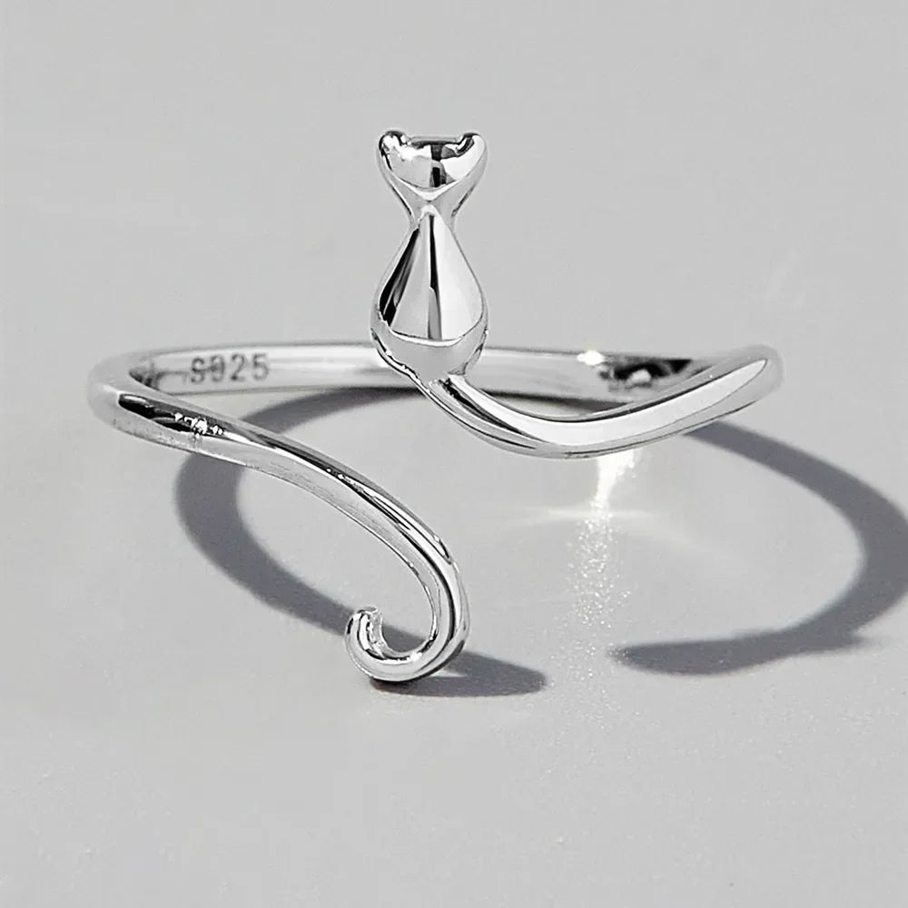 Cat Shape 925 Sterling Silver Ring - VAleG