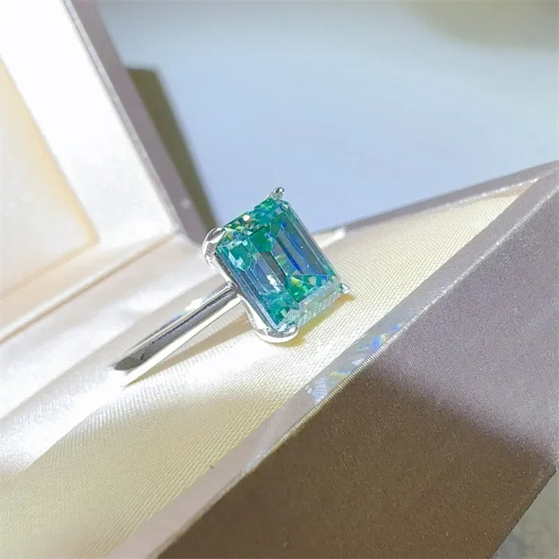 2 Carat 925 Sterling Silver Rectangle Shape Moissanite Ring - VAleG