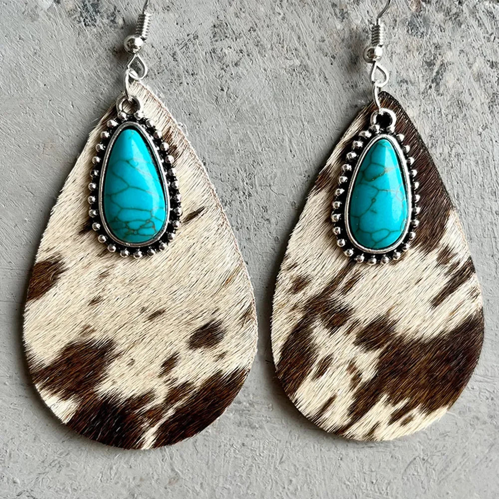 Artificial Turquoise Teardrop Earrings - VAleG