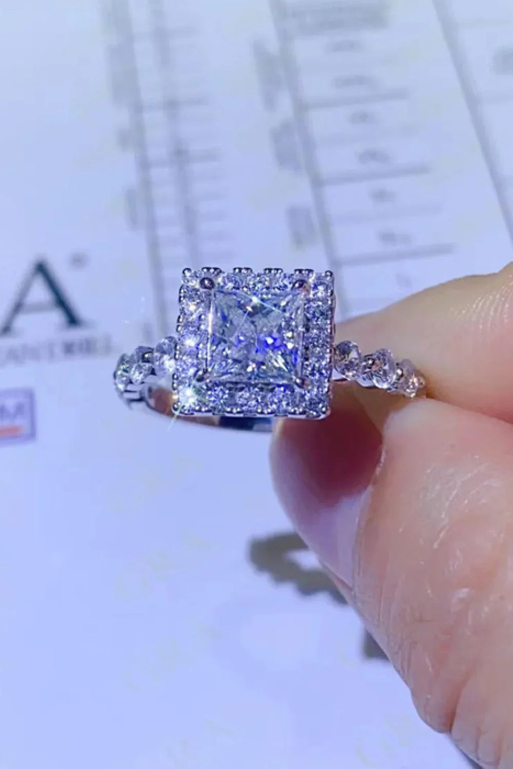 Adored 1 Carat Moissanite Square Ring - VAleG