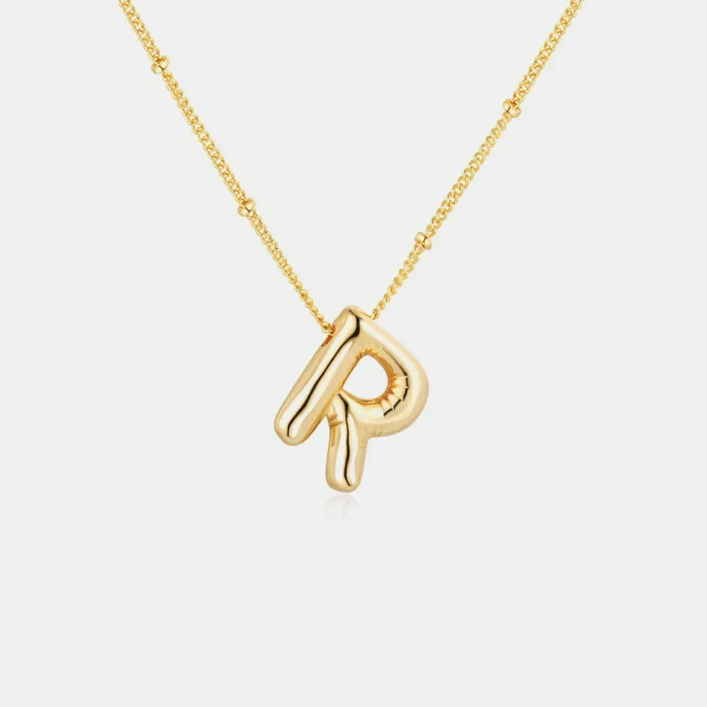 Gold-Plated Bubble Initial Necklace - VAleG