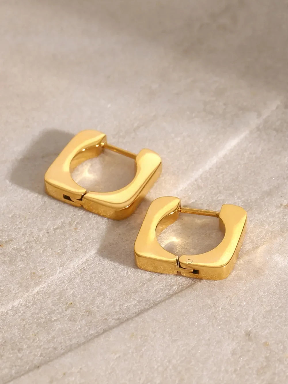 18K Gold-Plated Stainless Steel Square Earrings - VAleG