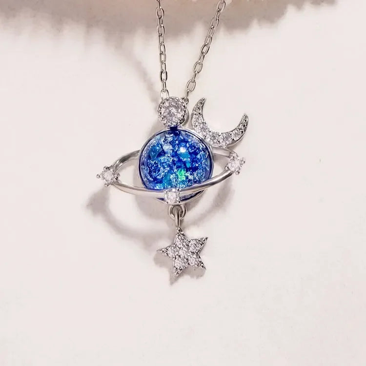 Starry Sky Inlaid Zircon Moon Star Necklace - VAleG