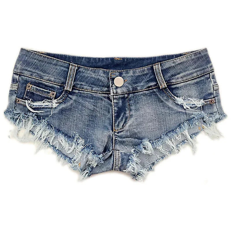 New Sexy Low Waist Hole Women's Denim Shorts - VAleG