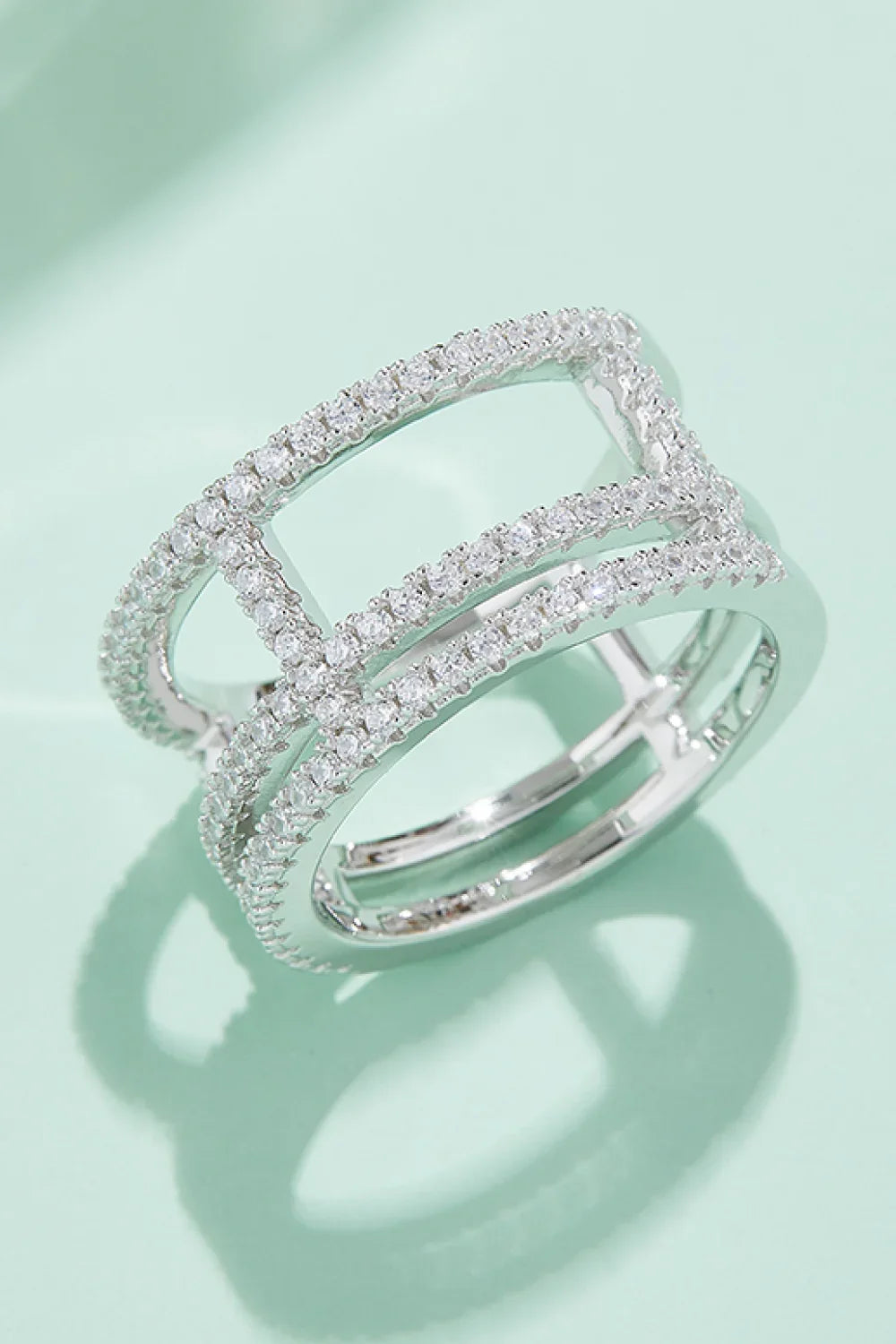 Adored Moissanite Cutout Wide Ring - VAleG