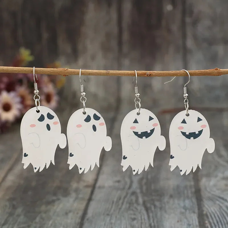 2 Piece Alloy Acrylic Ghost Dangle Earrings - VAleG