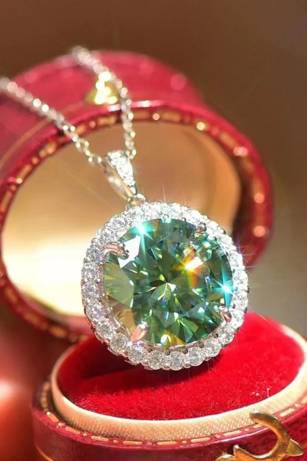 10 Carat Moissanite Pendant Platinum-Plated Necklace - VAleG
