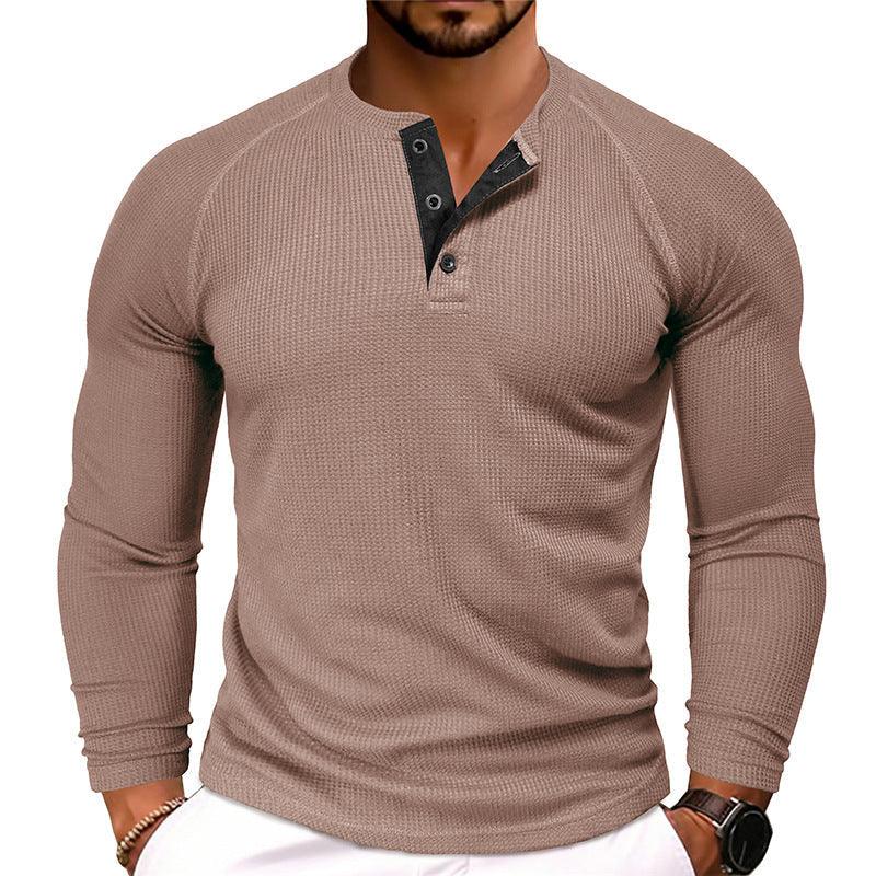 Men's Round Neck Waffle Casual T-shirt - VAleG