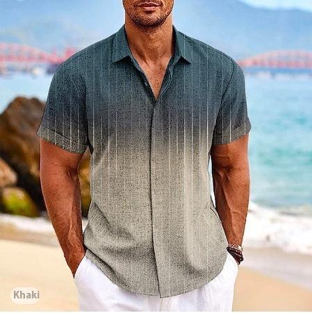 Gradient 3d Printed Short-sleeved Shirt Summer - VAleG
