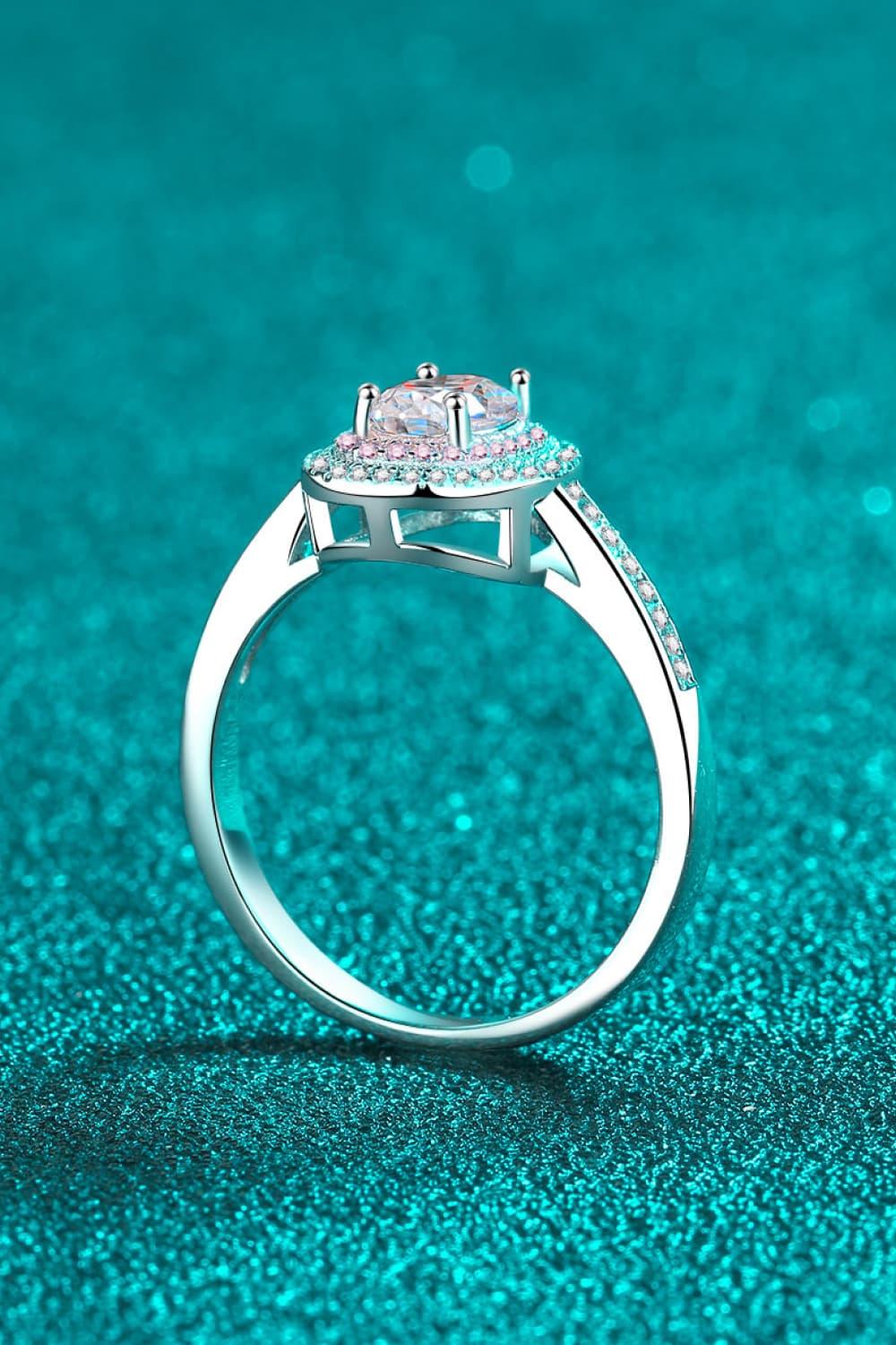 1 Carat Moissanite 925 Sterling Silver Halo Ring - VAleG