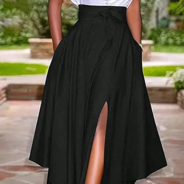 Women's Solid Color Simple Daily Slit Skirt - VAleG