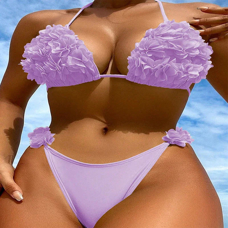 Petal Bikini Swimsuit Lace-up Beach - VAleG