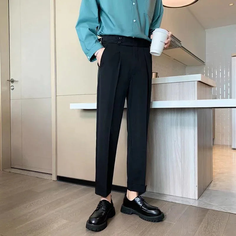 Men's High-waisted Trousers Draping Spring And Autumn High-grade Straight Pants - VAleG
