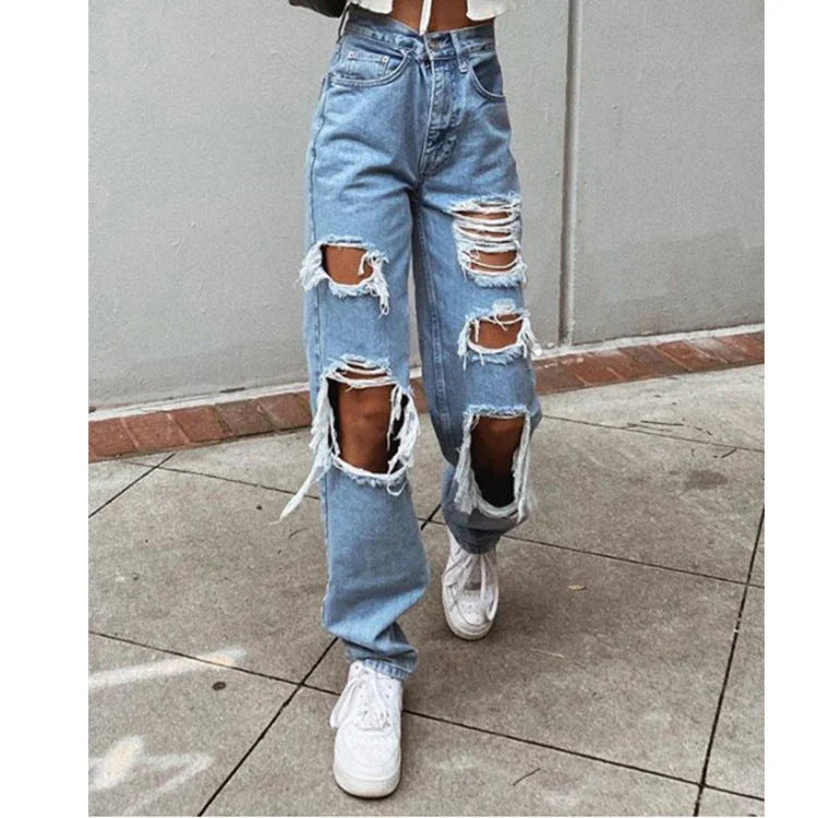 Women Jeans Ripped Slimming Washed Women's Jeans Trousers - VAleG