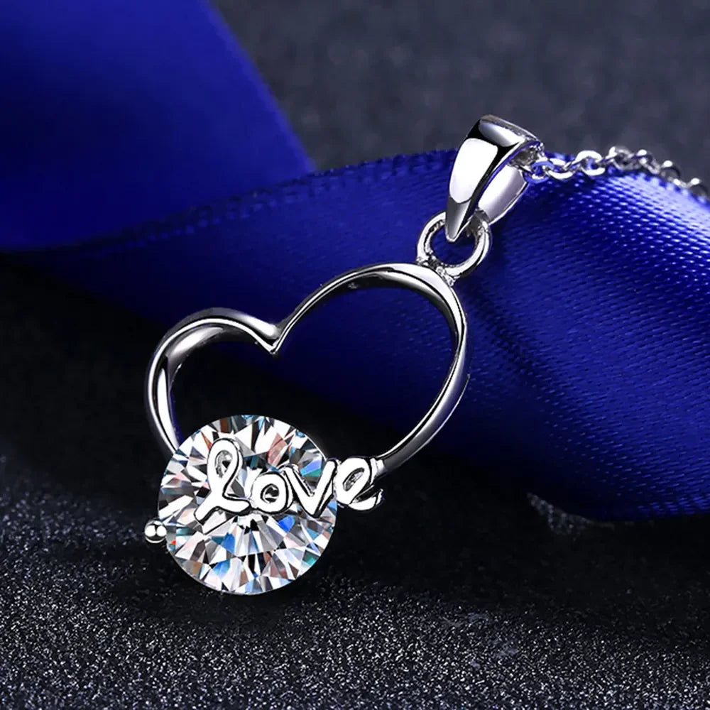2 Carat Moissanite Heart 925 Sterling Silver Necklace - VAleG