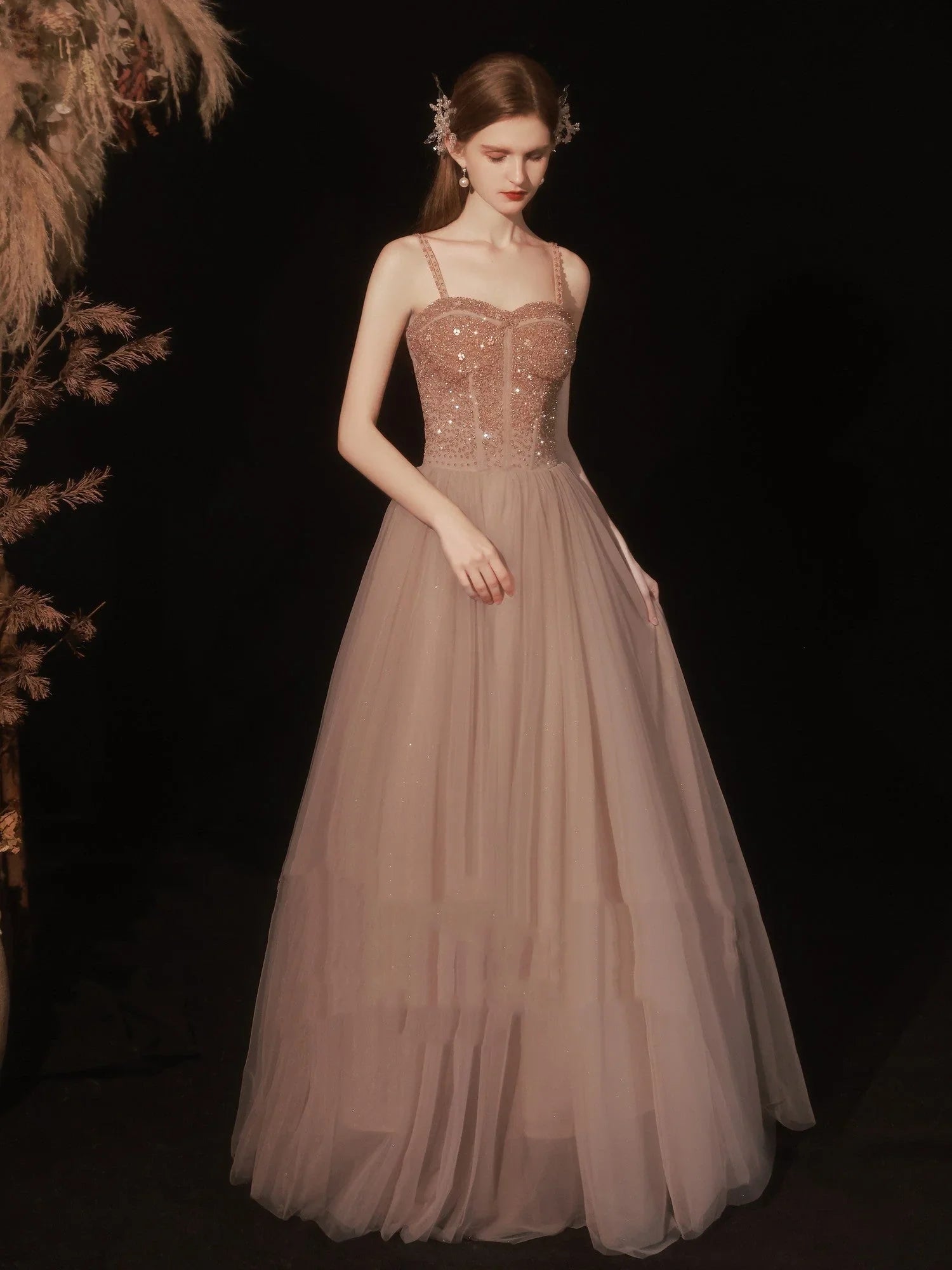Golden Suspender Dress Female Dinner - VAleG