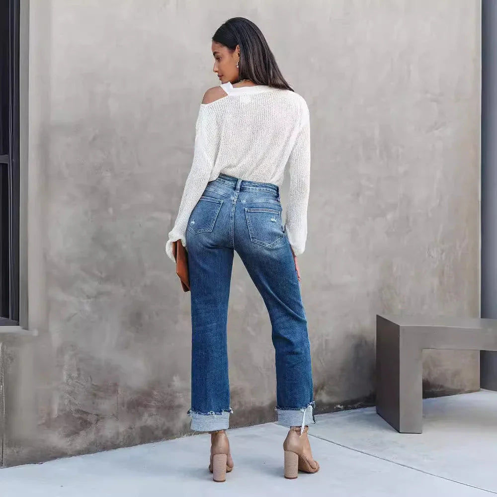 Women's Fashion Individual Casual Loose Jeans - VAleG