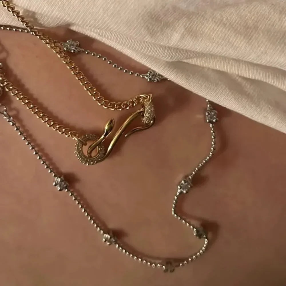 18K Gold-Plated Copper Inlaid Zircon Necklace - VAleG