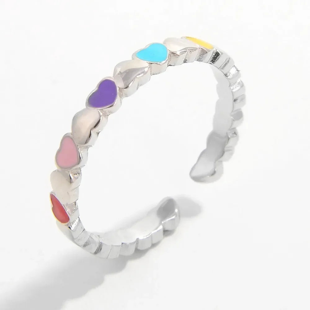 925 Sterling Silver Drip Oil Heart Ring - VAleG