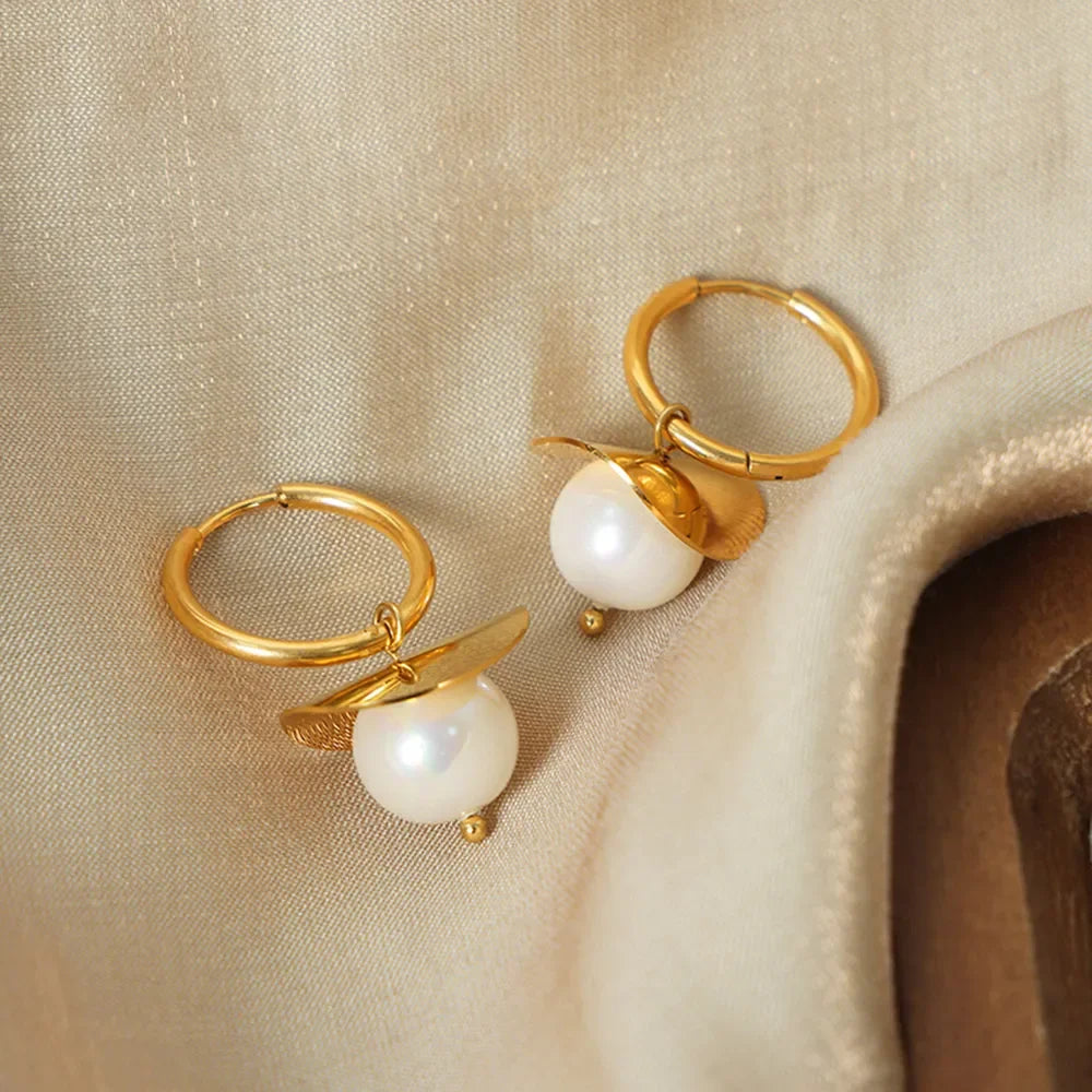 18K Gold-Plated Bead Dangle Earrings - VAleG