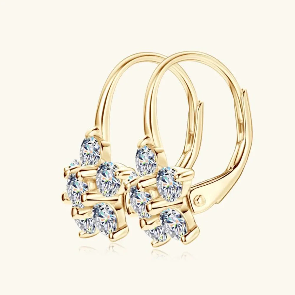 1.2 Carat 925 Sterling Silver Moissanite Flower Huggie Earrings - VAleG
