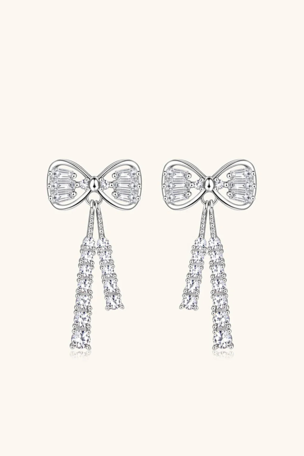1.12 Carat Moissanite 925 Sterling Silver Bow Earrings - VAleG