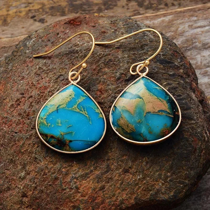 18K Gold-Plated Natural Stone Earrings - VAleG
